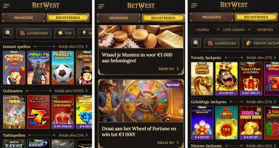 BetWest Casino mobiele versie